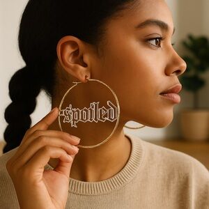 Fashion Nova Gold ‘Spoiled’ Hoop Earrings Statement Design